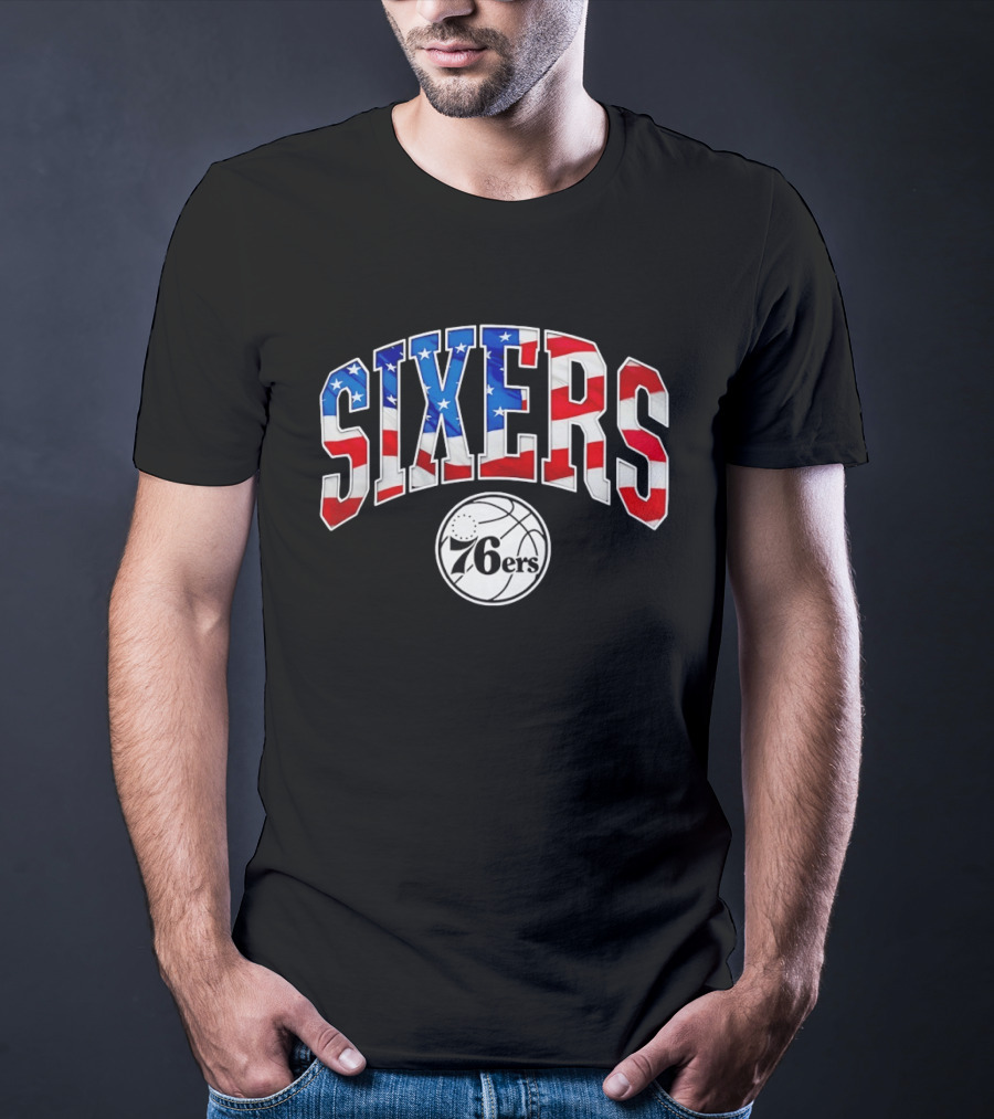 Philadelphia 76ers Sixers American Flag NBA Basketball T-Shirt
