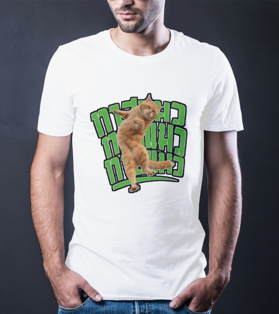 Cat Martial Arts Dance Hebrew T-Shirt