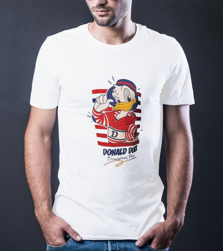 Donald Duck Disneyland Paris Red And White Striped Outfit T-Shirt