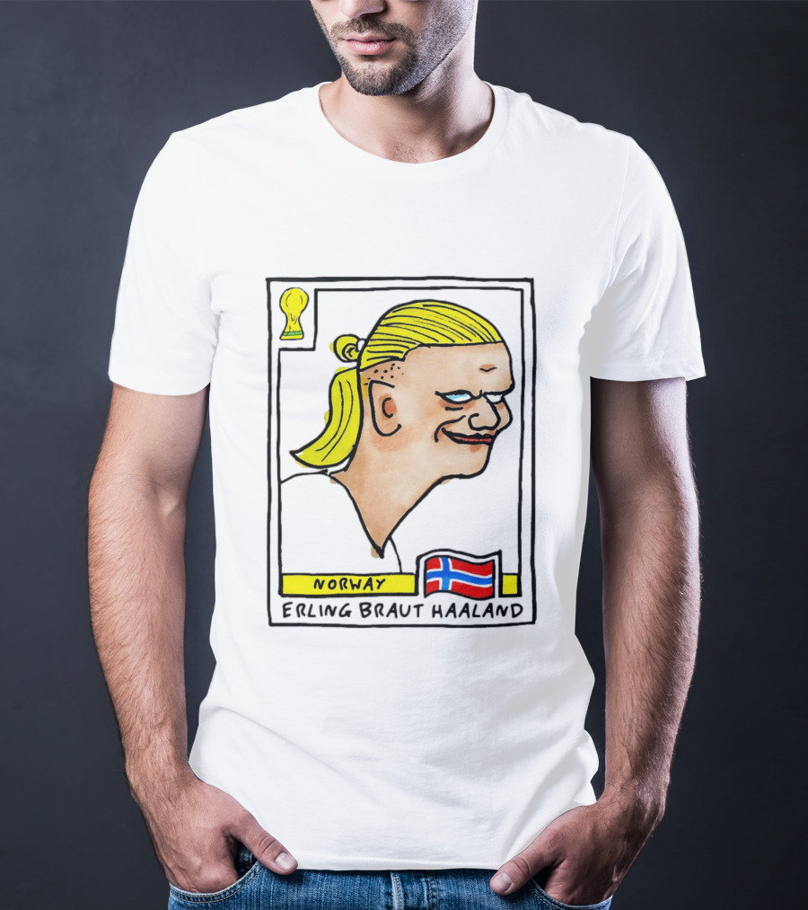 Norway Erling Braut Haaland Caricature Football Trading Card T-Shirt