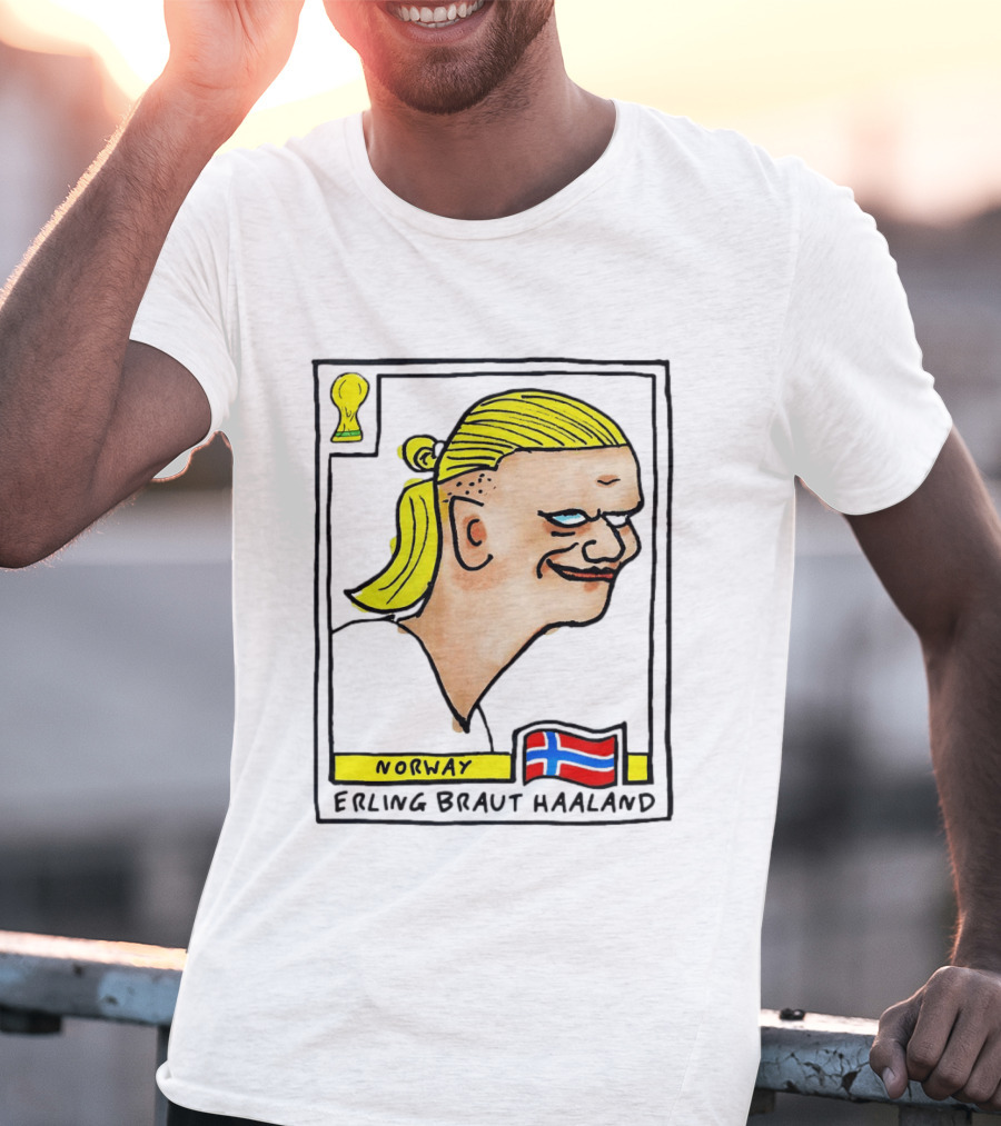Norway Erling Braut Haaland Caricature Football Trading Card T-Shirt
