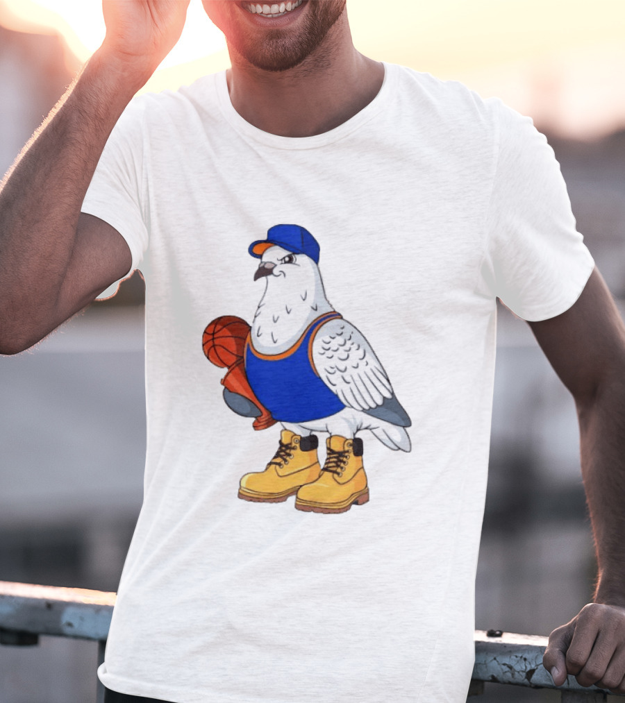 NYC Pigeon New York Forever Basketball Player Cartoon Pigeon In Jersey With Basketball T-Shirt
