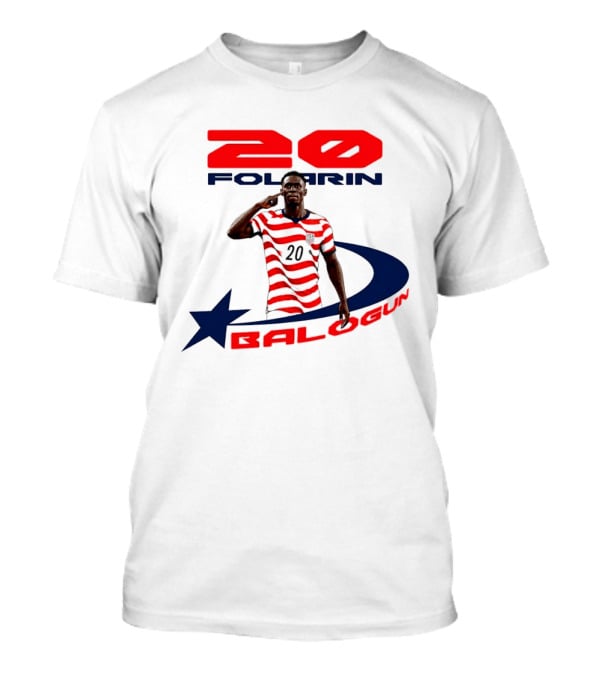 Folarin Balogun 20 Striped United States Soccer Team Star T-Shirt