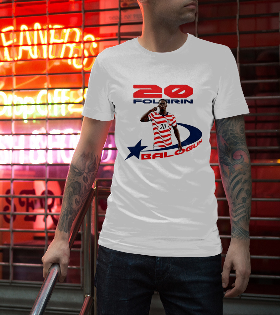 Folarin Balogun 20 Striped United States Soccer Team Star T-Shirt