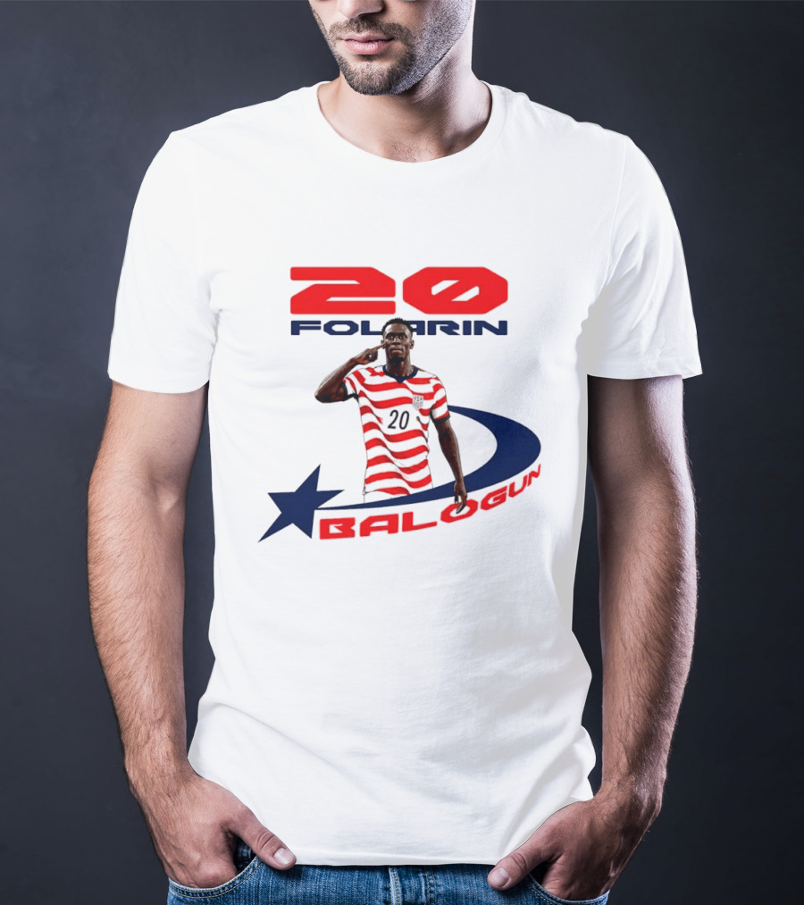 Folarin Balogun 20 Striped United States Soccer Team Star T-Shirt