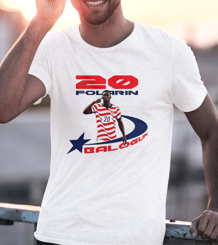 Folarin Balogun 20 Striped United States Soccer Team Star T-Shirt