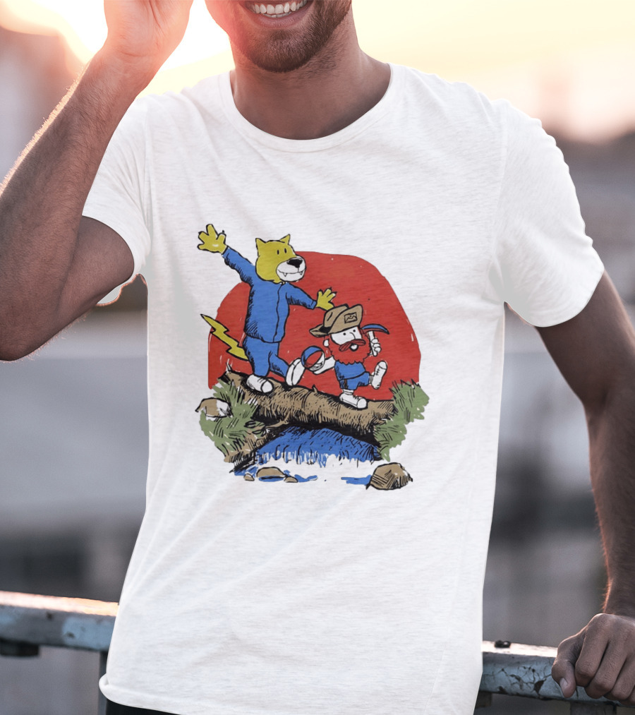 Denver Nuggets Rocky Mountain Lion Cartoon Adventure With Basketball T-Shirt