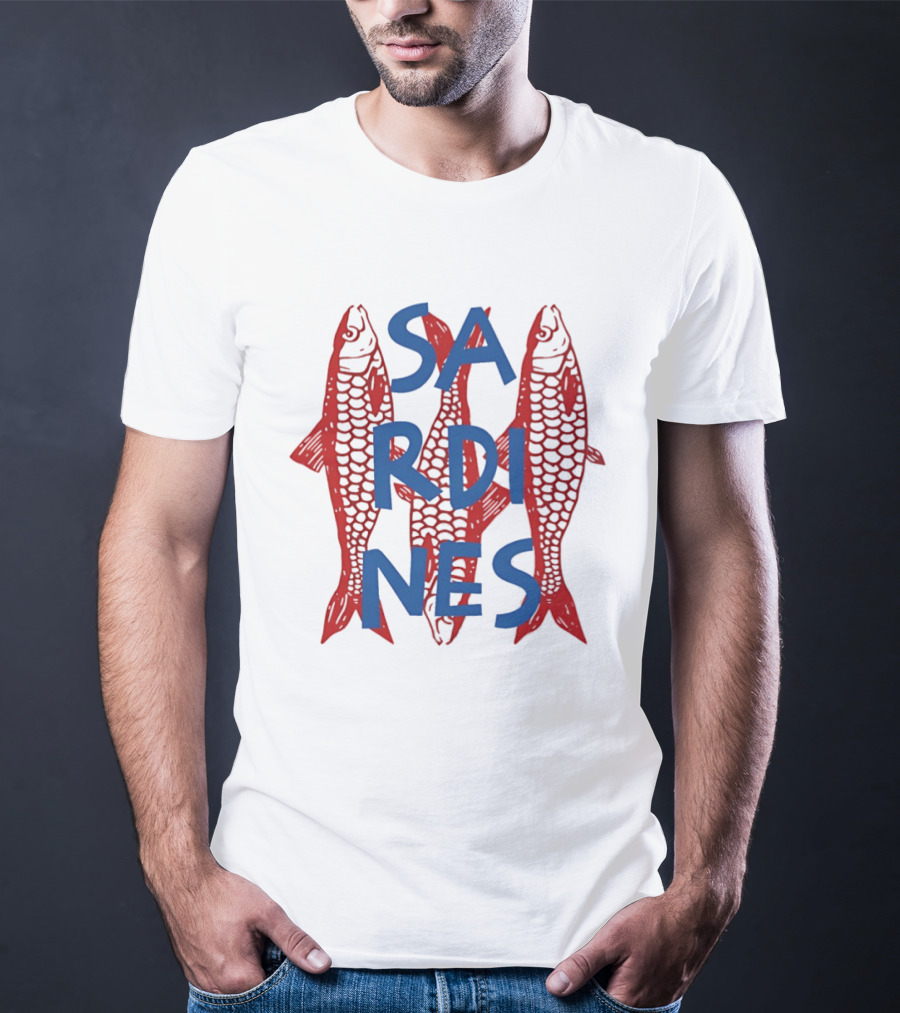 Sardines Red Fish Blue Letters Three Fish T-Shirt