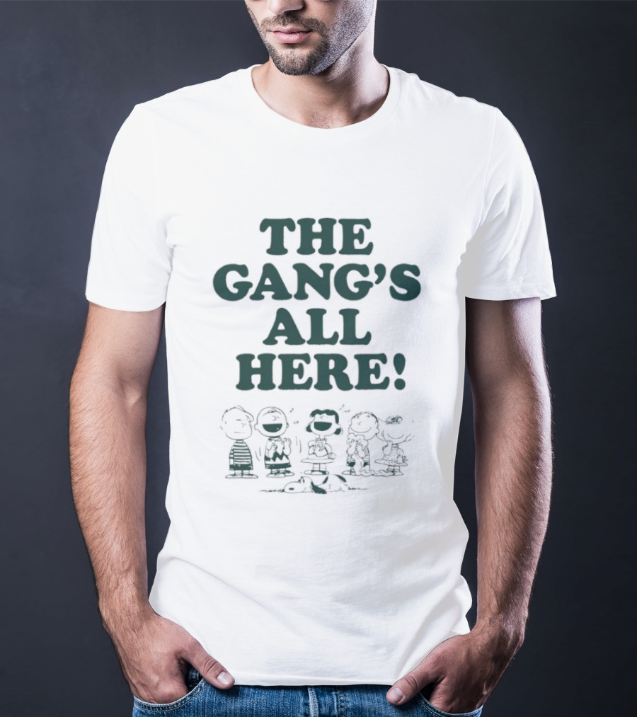 Peanuts Characters The Gang's All Here Charlie Brown Snoopy Woodstock T-Shirt