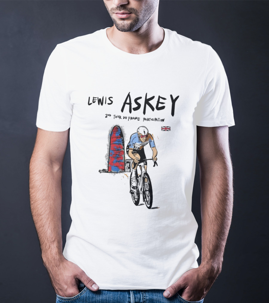 Lewis Askey 2nd Tour De France Participation Groupama FDJ Sky Blue Cyclist T-Shirt
