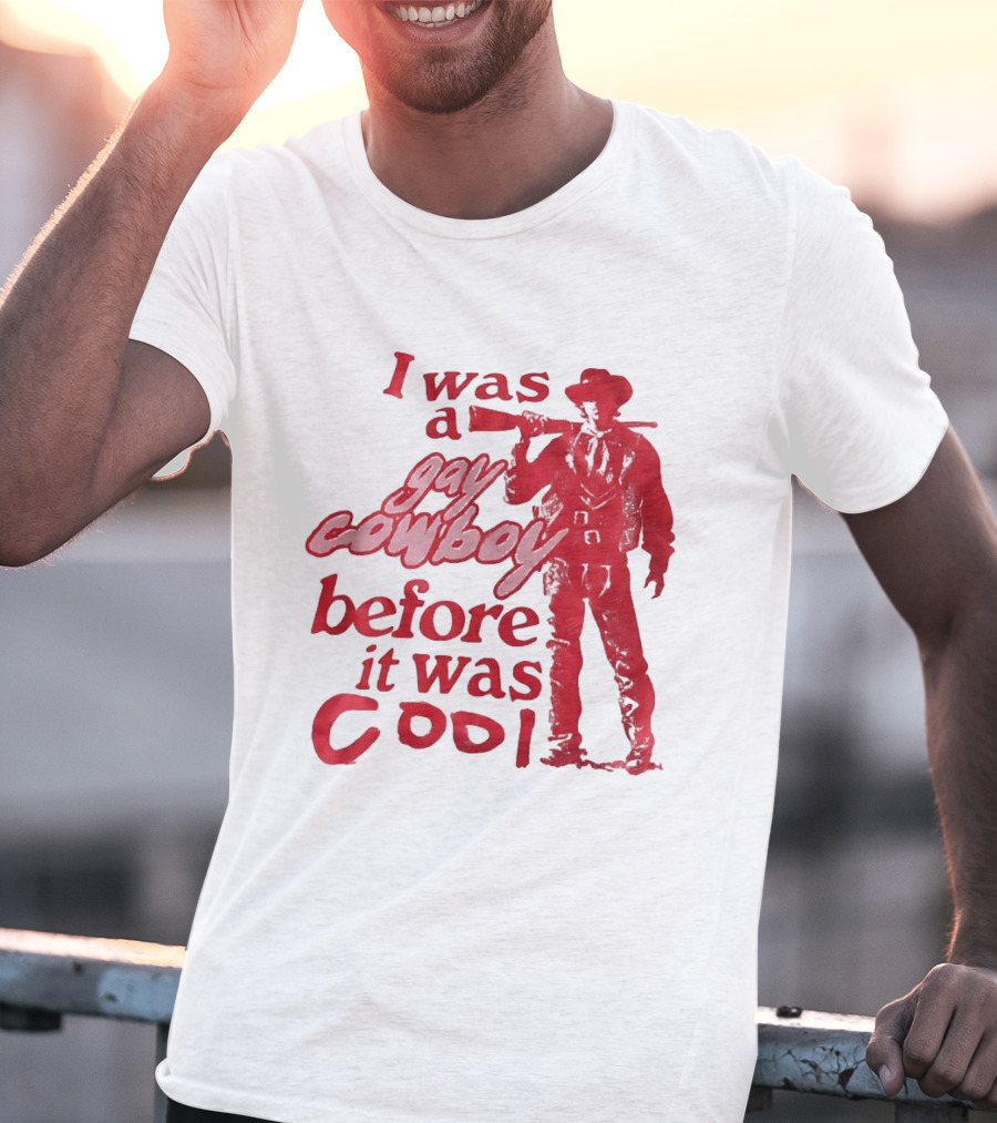 I Was A Gay Cowboy Before It Was Cool LGBTQ Pride Western Humor Red Figure T-Shirt