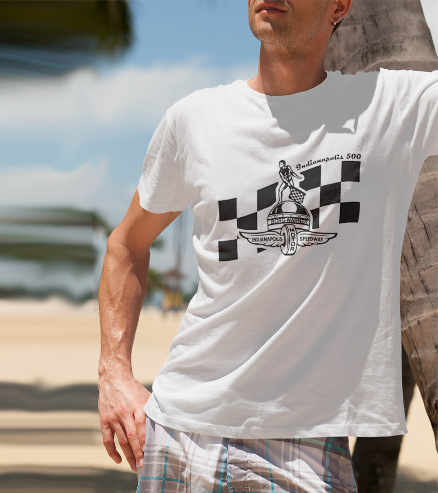 Indianapolis 500 Winged Wheel Checkered Flag T-Shirt