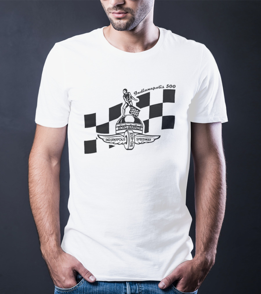 Indianapolis 500 Winged Wheel Checkered Flag T-Shirt