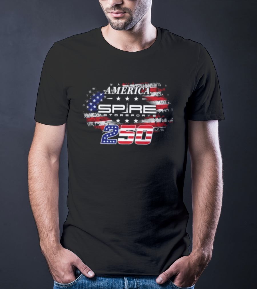 America Spire Motorsports 250 NASCAR Racing Stars And Stripes Flag T-Shirt