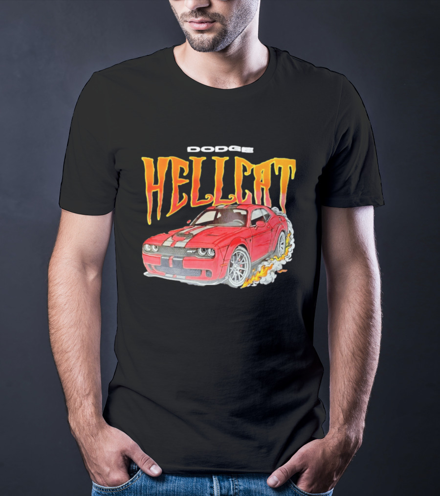 Dodge Hellcat Car Flames Drifting T-Shirt