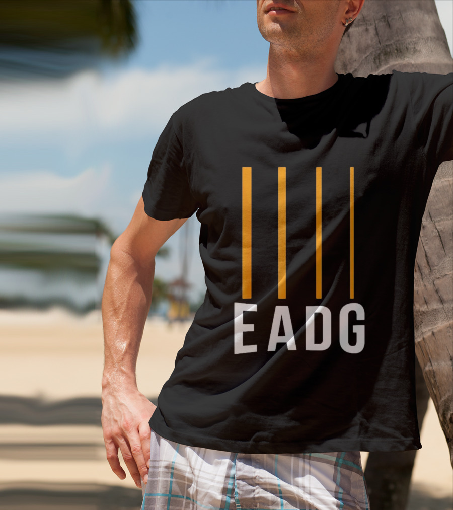 EADG Bass Guitar Four Strings Musician Vertical Lines T-Shirt