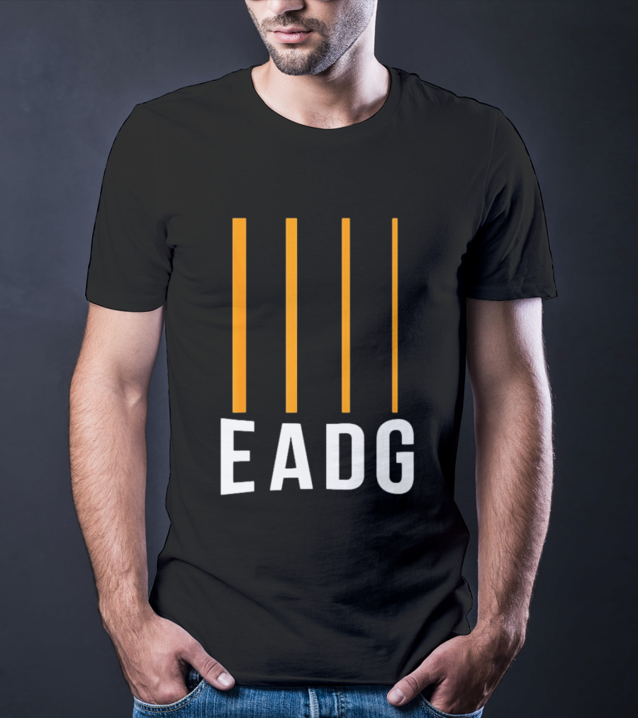 EADG Bass Guitar Four Strings Musician Vertical Lines T-Shirt