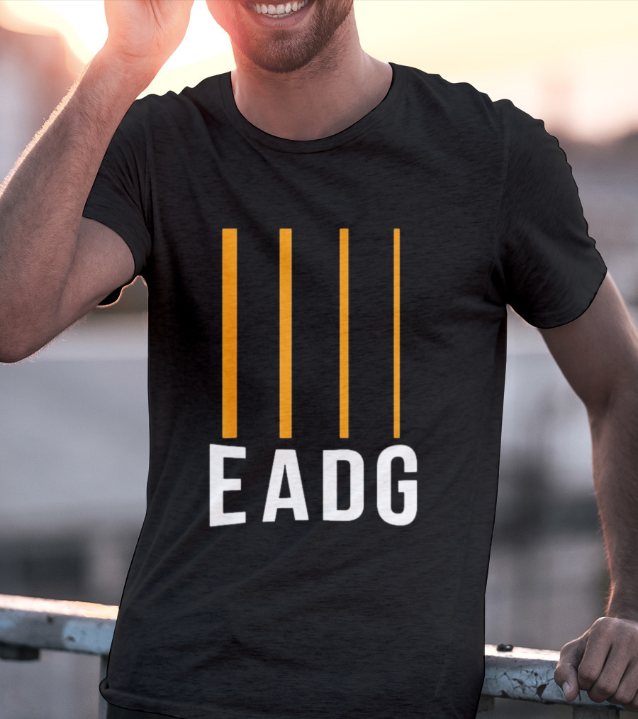 EADG Bass Guitar Four Strings Musician Vertical Lines T-Shirt