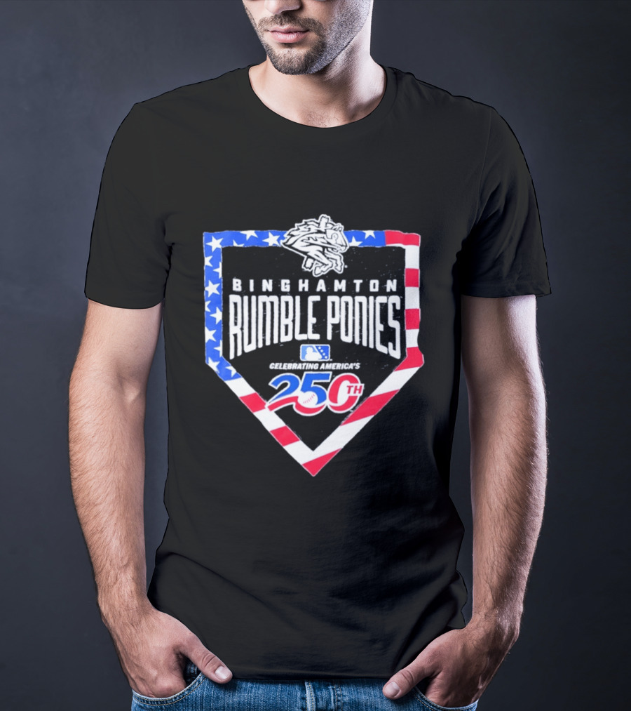 Binghamton Rumble Ponies Celebrating America 250th Anniversary MLB Stars And Stripes T-Shirt