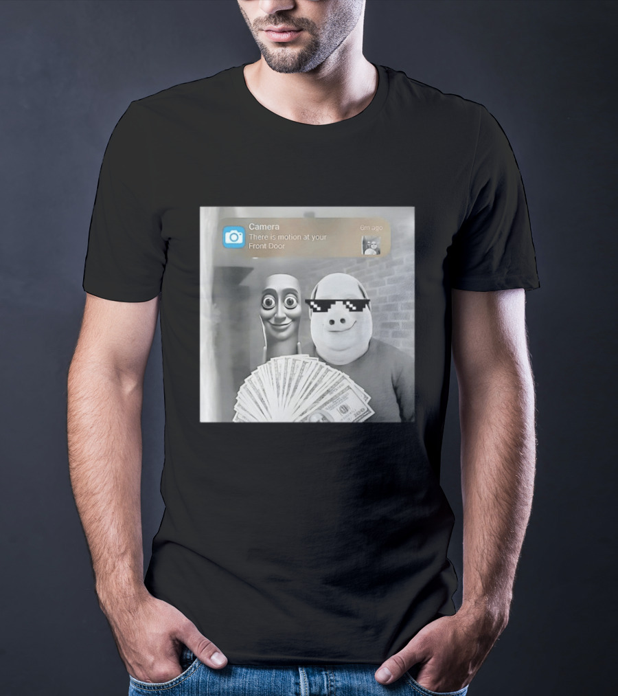 Camera There Is Motion At Your Front Door Meme Pig Mask And Funny Faceувель� T-Shirt