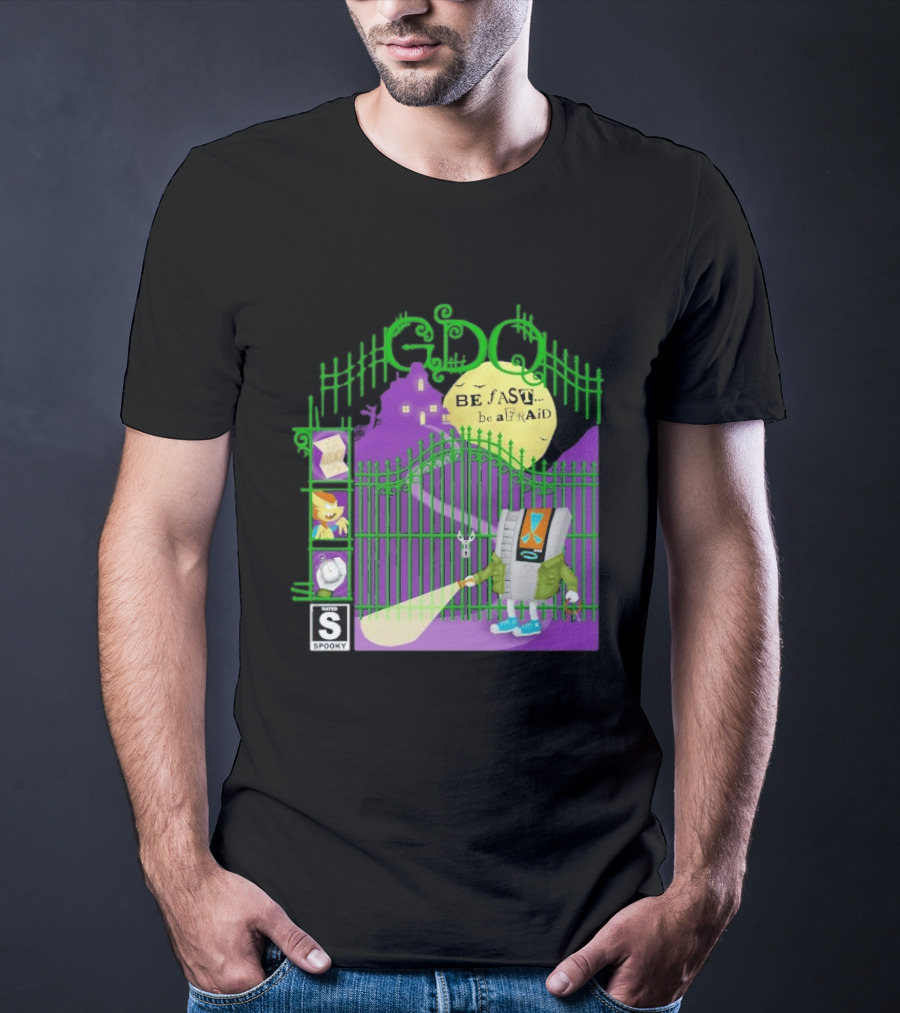 Gdq Be Fast Be Afraid Spooky Retro Robot Gaming T-Shirt