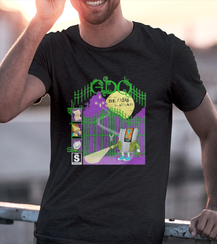 Gdq Be Fast Be Afraid Spooky Retro Robot Gaming T-Shirt
