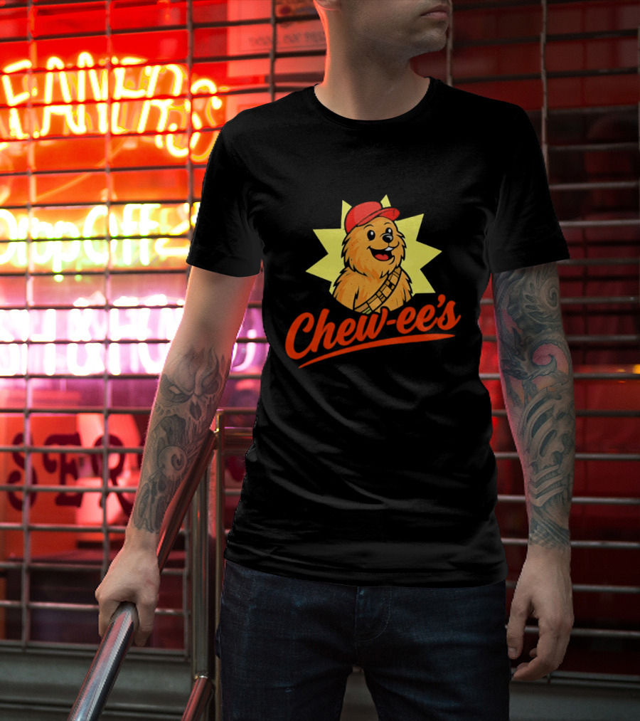 Chewbacca Chew Ee's Star Wars Snack Brand Cartoon Character With Red Hat T-Shirt
