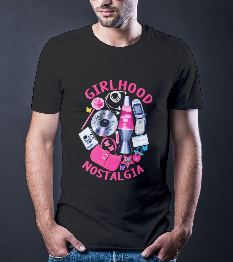 Girlhood Nostalgia Lava Lamp And Vintage Tech Accessories Throwback T-Shirt