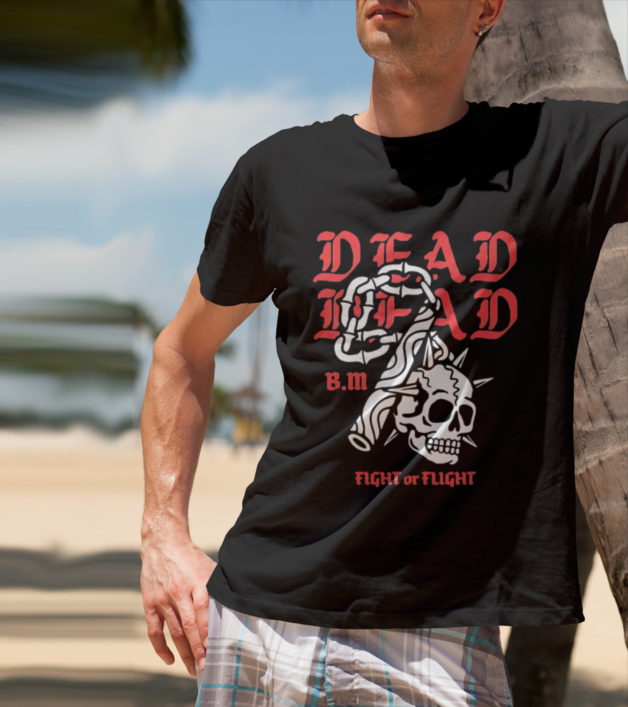 Dead Head BM Fight Or Flight Skull Gripped By Hand Spiked Chain T-Shirt