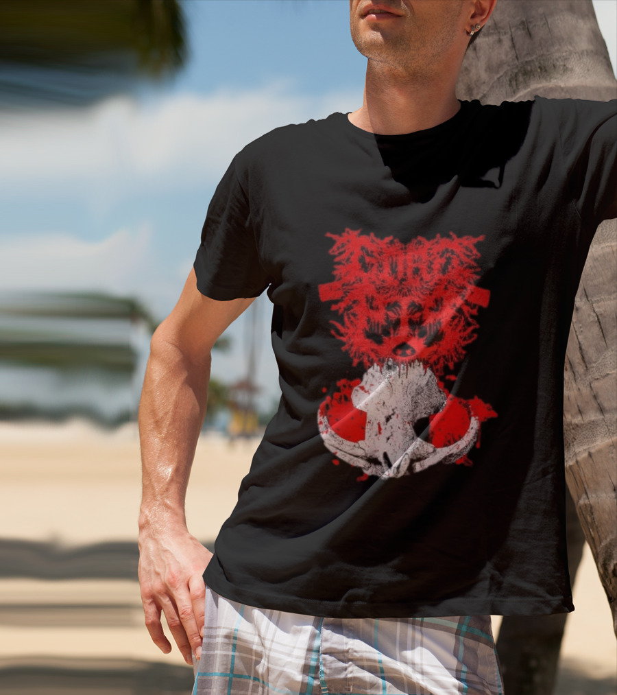 Gore Boar Skull Red Face Death Metal Hardcore T-Shirt