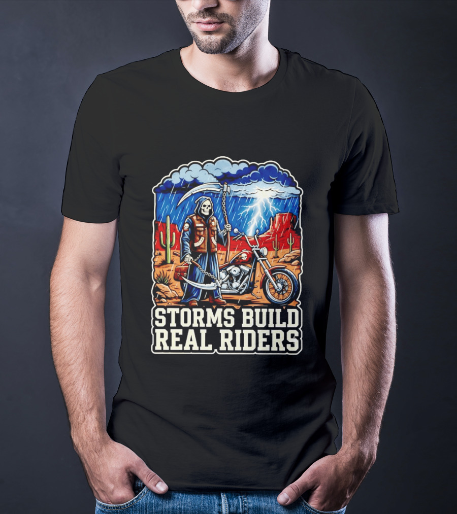 Real Riders Grim Reaper Motorcycle Storm Adventure T-Shirt