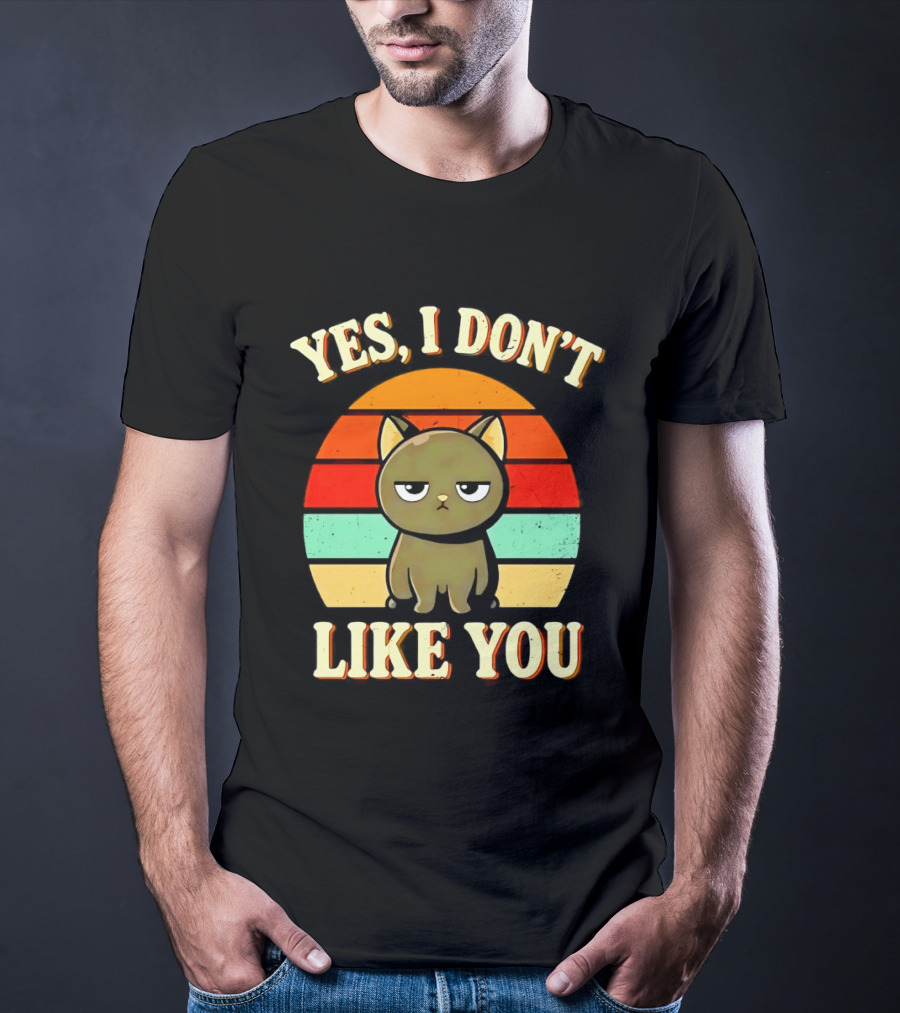 Yes I Don't Like You Grumpy Cat Retro Sunset T-Shirt