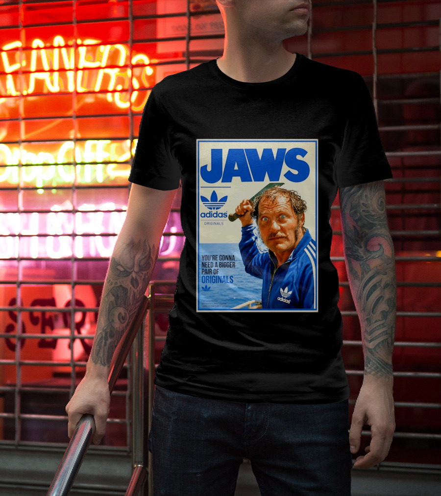 Jaws Adidas Originals You're Gonna Need A Bigger Pair Quint Machete T-Shirt