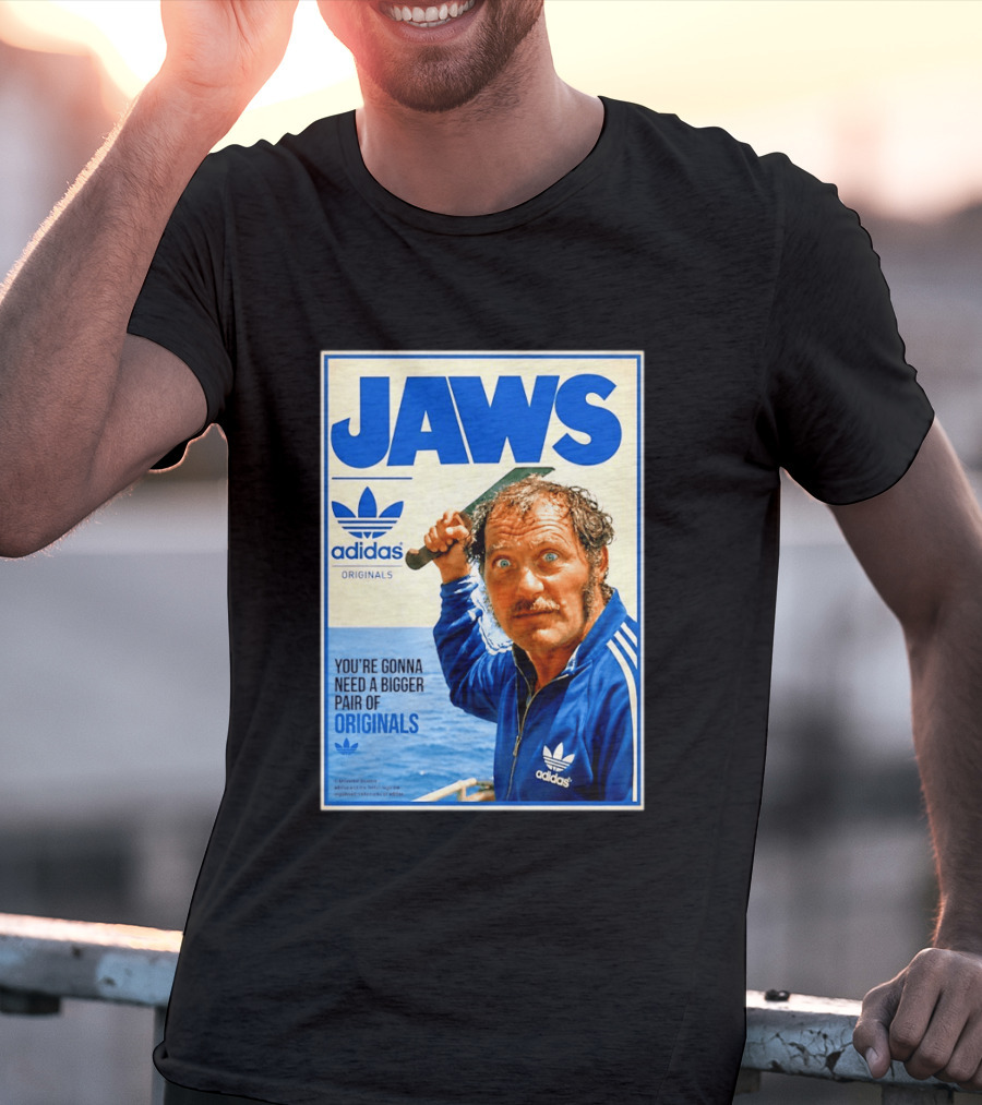 Jaws Adidas Originals You're Gonna Need A Bigger Pair Quint Machete T-Shirt