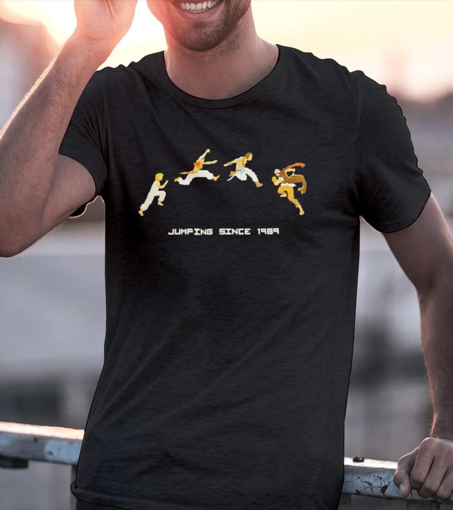 Jumping Since 1989 Retro Arcade Pixel Characters T-Shirt