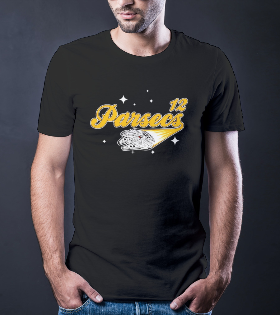 Millennium Falcon 12 Parsecs Star Wars Han Solo Baseball Script T-Shirt
