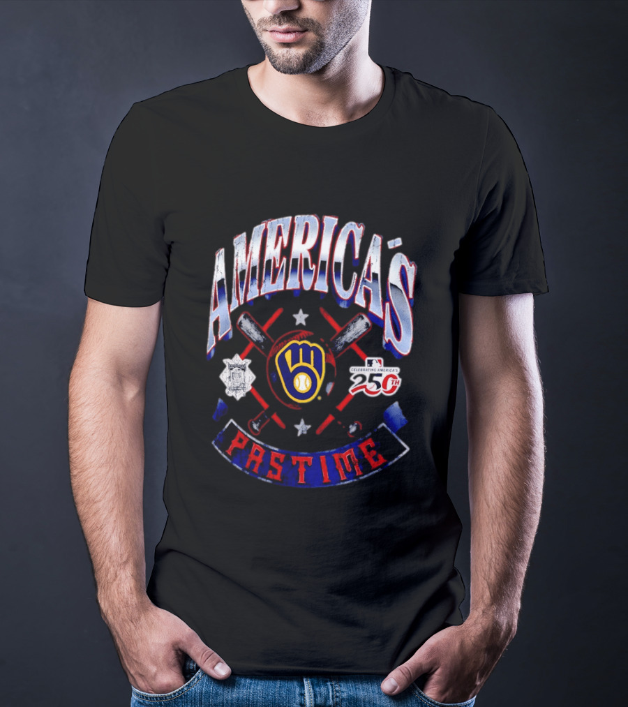 America's Pastime Milwaukee Brewers Celebrating America's 250th Baseball T-Shirt