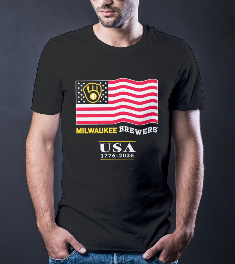 Milwaukee Brewers USA 1776 2026 American Flag Baseball Team T-Shirt