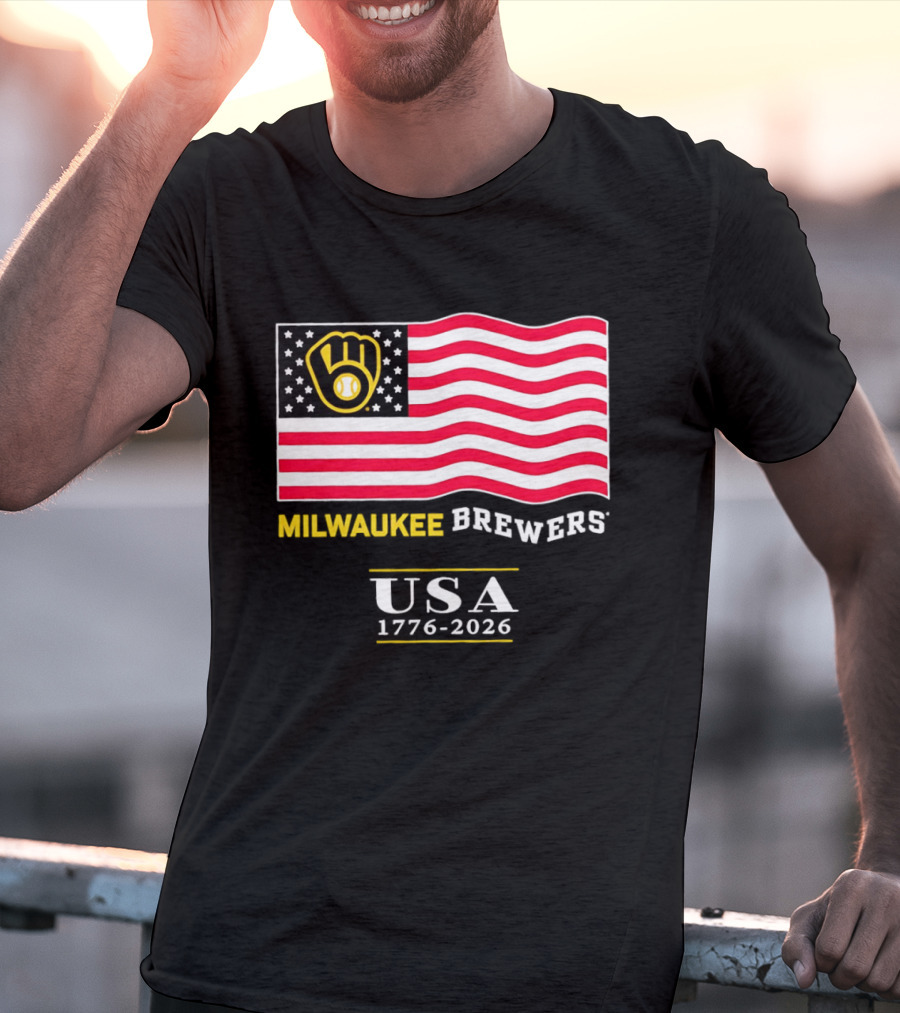 Milwaukee Brewers USA 1776 2026 American Flag Baseball Team T-Shirt