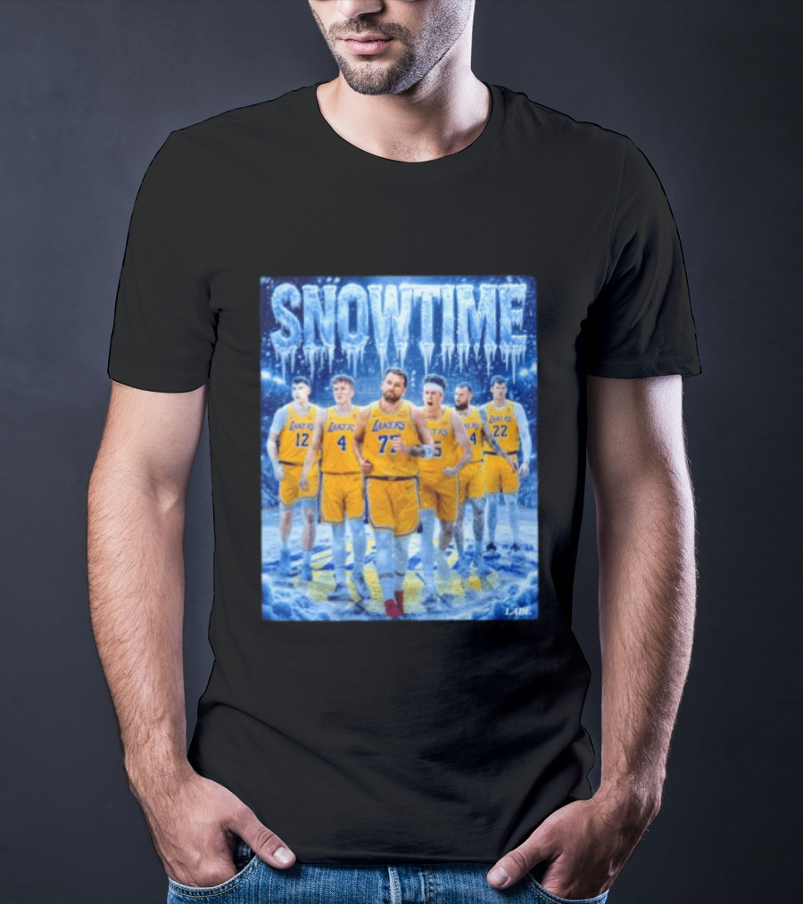 Snowtime Lakers Team Basketball NBA Laker Legends Frozen Court T-Shirt