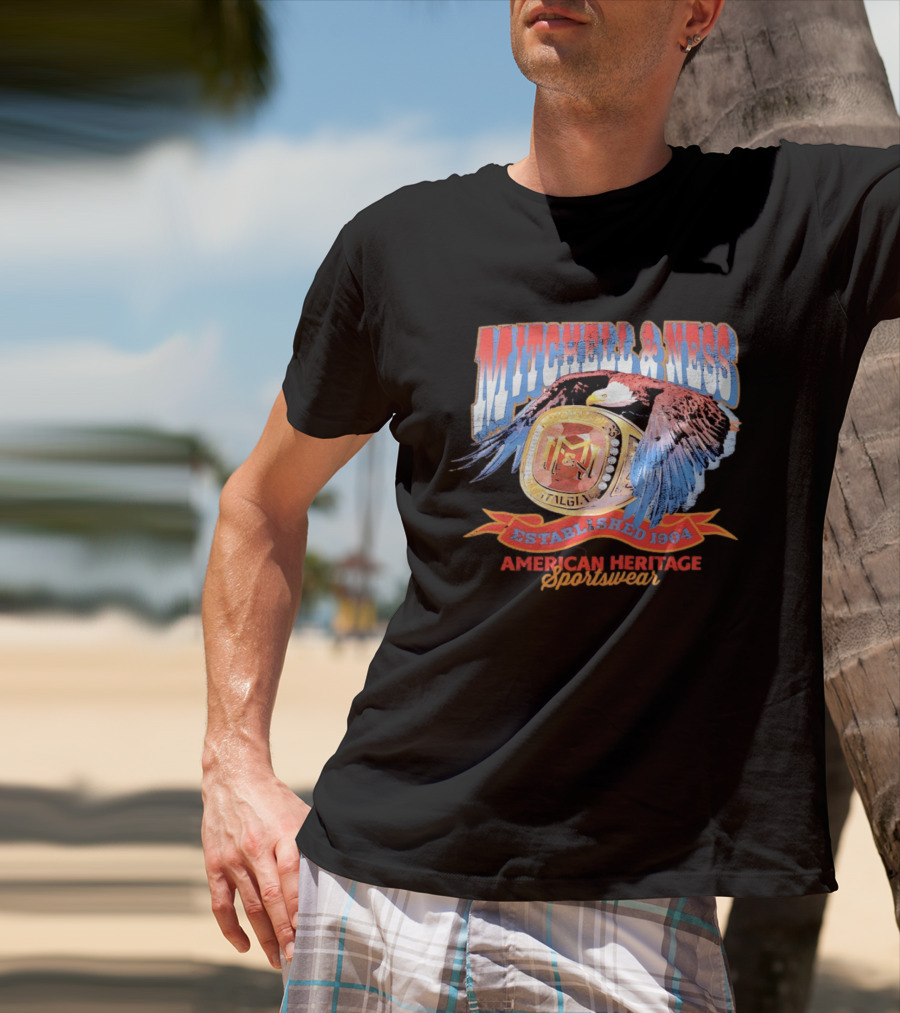 Mitchell And Ness Nostalgia Co American Heritage Sportswear Established 1904 Eagle Ring T-Shirt