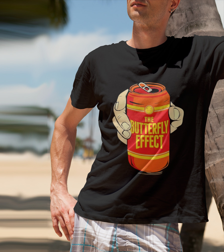 The Butterfly Effect Soda Can Vibrant Red Yellow Pop T-Shirt