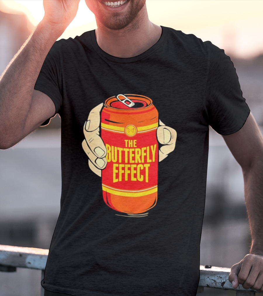 The Butterfly Effect Soda Can Vibrant Red Yellow Pop T-Shirt