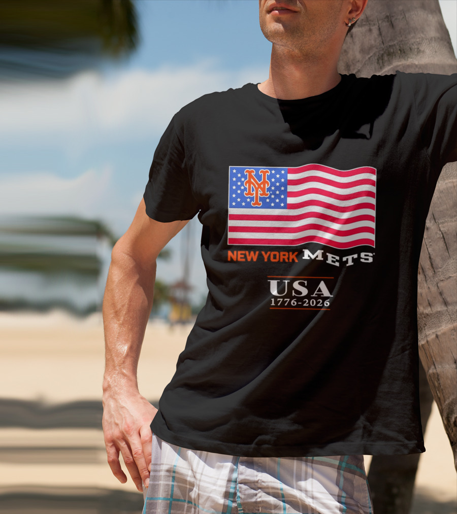 New York Mets American Flag USA 1776 2026 MLB T-Shirt