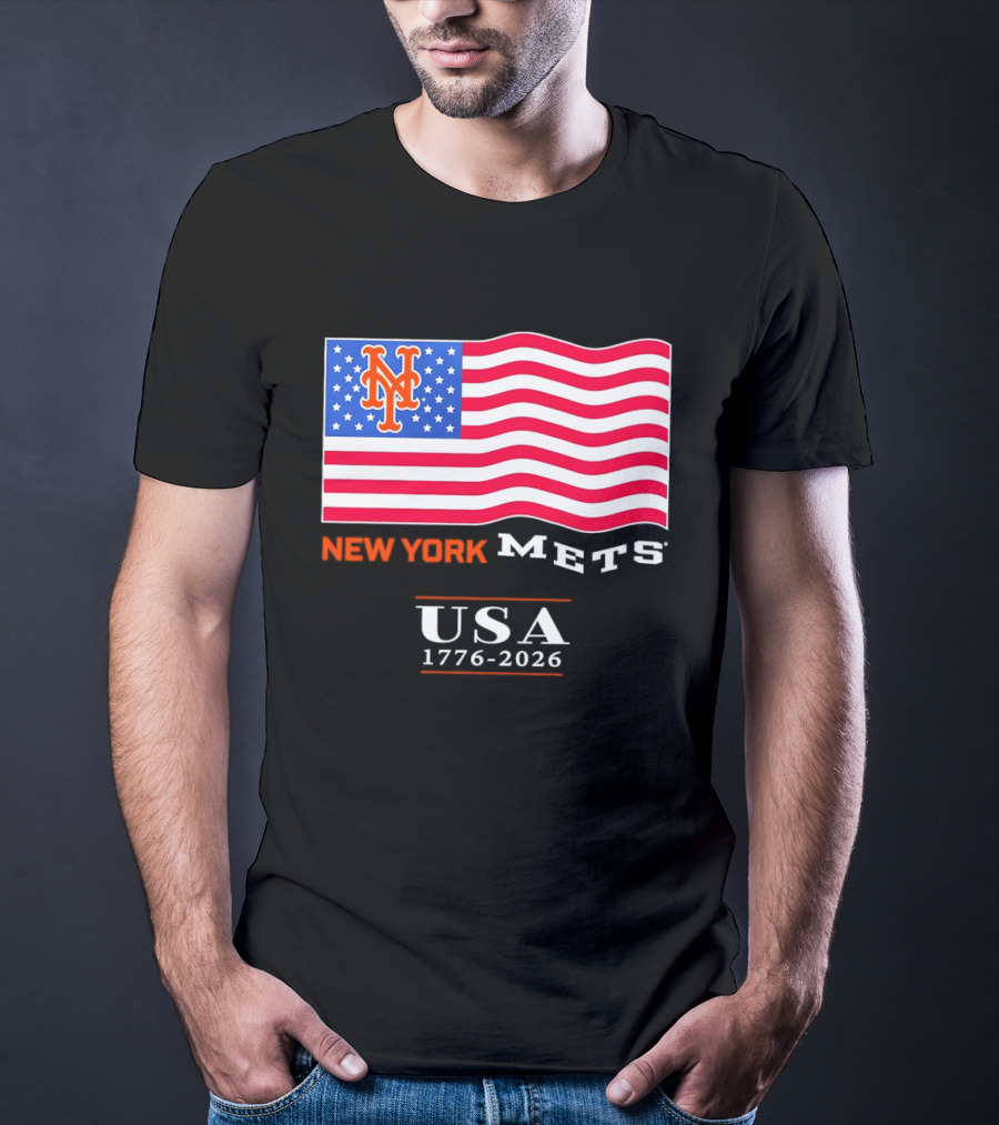New York Mets American Flag USA 1776 2026 MLB T-Shirt