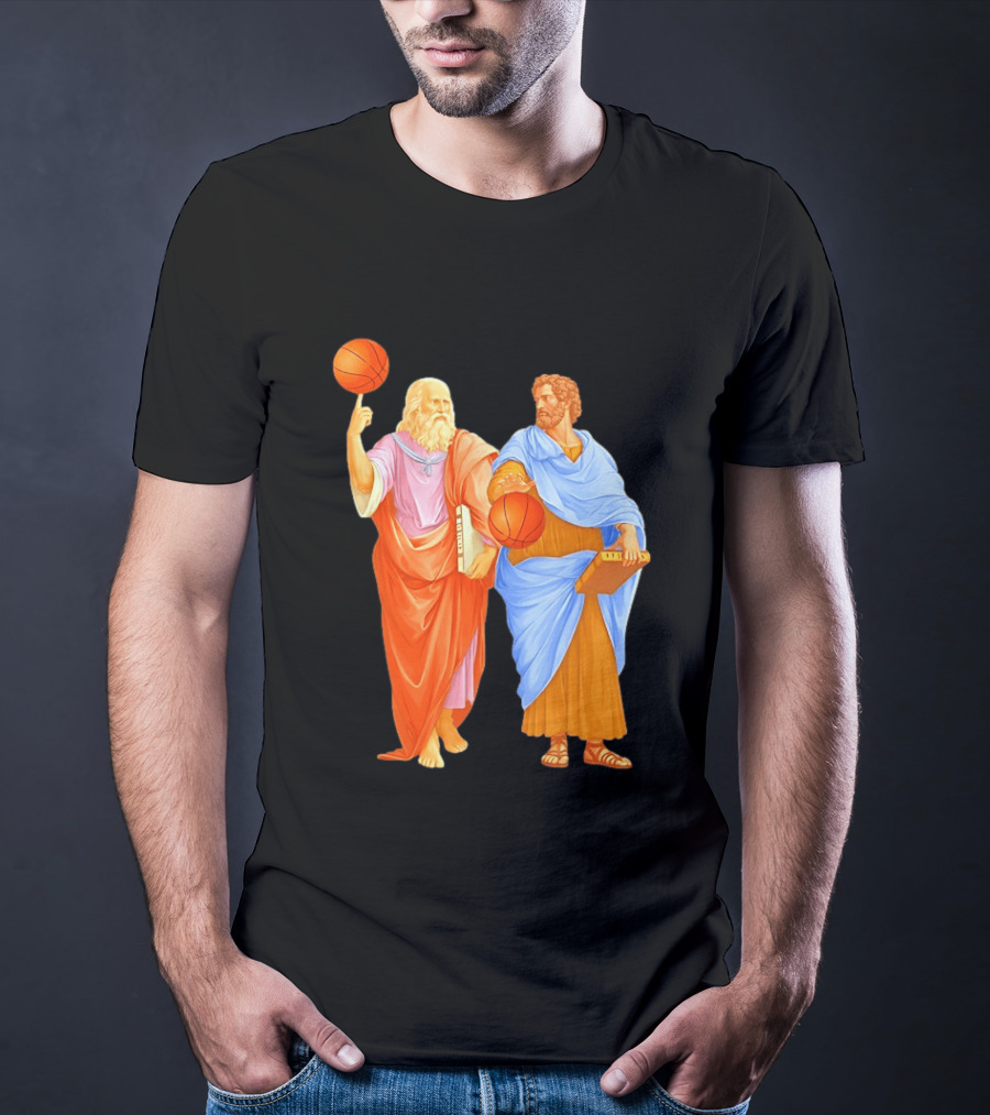 Plato Spinning Basketball Aristotle Playing Basketball In Ancient Greek Philosophy Duel T-Shirt