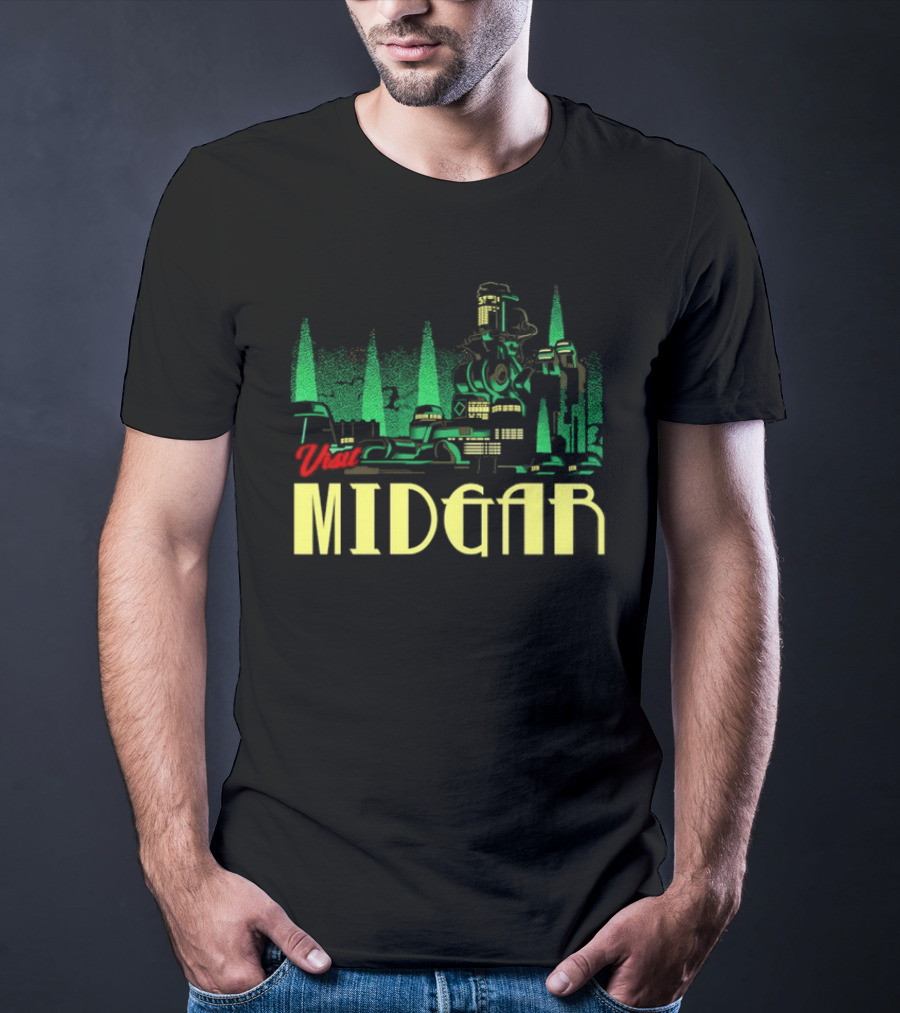 Visit Midgar Final Fantasy VII Cloud Strife Iconic Cityscape T-Shirt