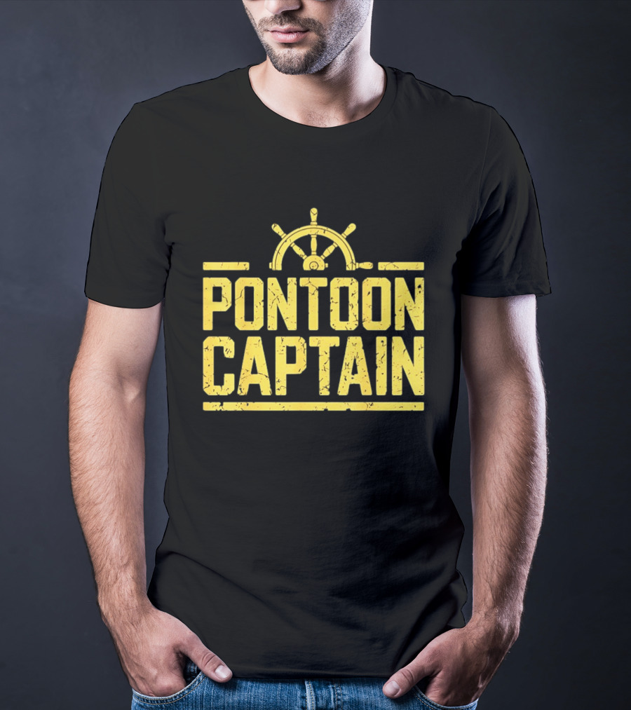 Pontoon Captain Ship Wheel Nautical Boating Adventure T-Shirt