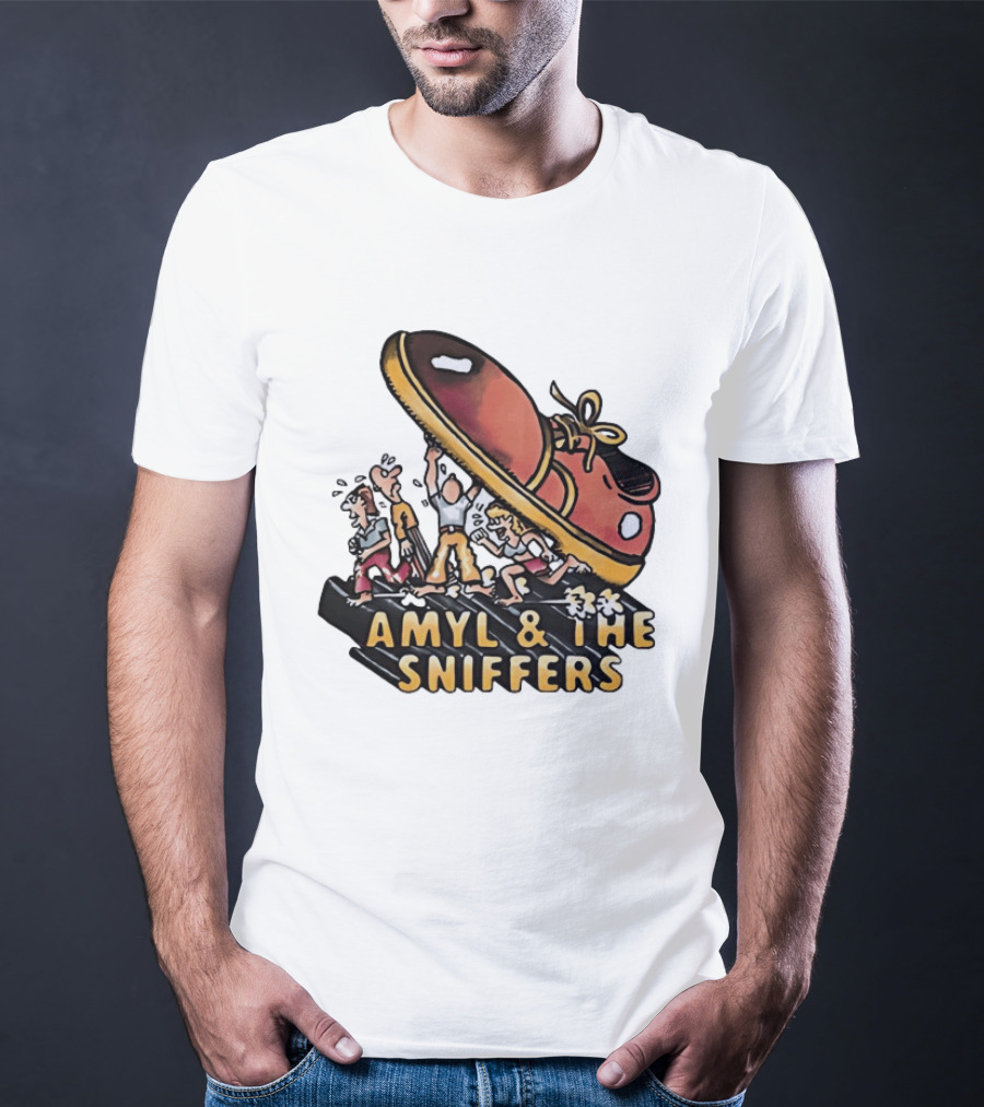 Amyl And The Sniffers Cartoon Giant Shoe Stomping T-Shirt