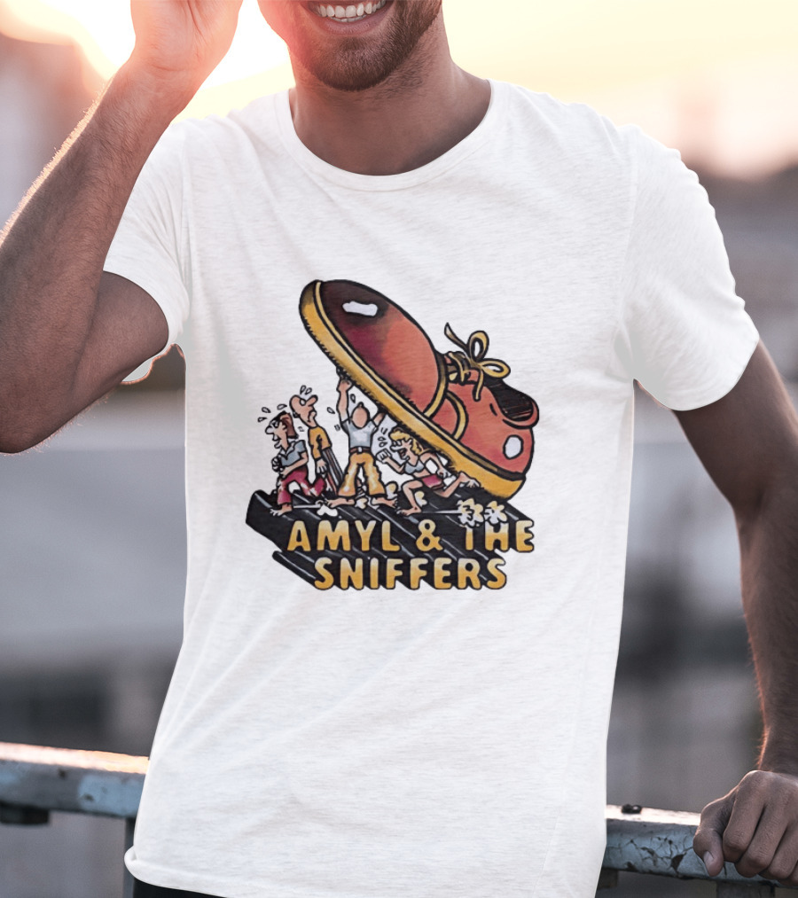 Amyl And The Sniffers Cartoon Giant Shoe Stomping T-Shirt